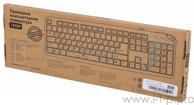 Клавиатура Oklick 180M черный USB