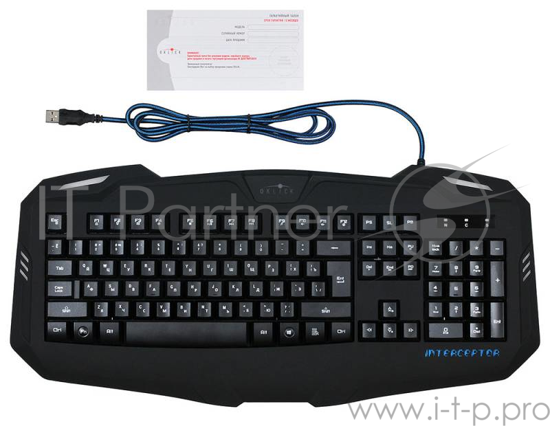 Клавиатура Oklick 730G черный USB Multimedia Gamer LED