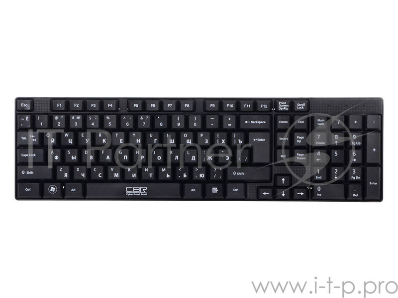 Клавиатура CBR KB 110 Black USB, Клавиатура офисн.,поверхность под карбон, переключение языка 1 кнопкой (софт)