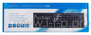 Клавиатура Oklick 530S черный USB slim Multimedia