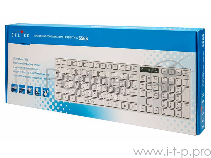 Клавиатура Oklick 556S белый USB slim Multimedia
