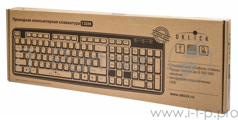 Клавиатура Oklick 130M черный USB