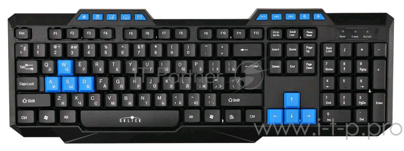 Клавиатура Oklick 750G черный/синий USB Multimedia Gamer