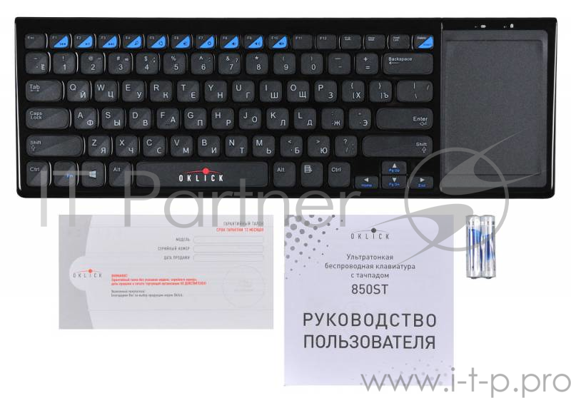 Клавиатура Wireless Oklick 850ST slim Multimedia Touch 866481