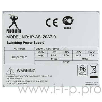 Блок питания INWIN 600W OEM RB-S600BQ3-3 6104207 ATX 12cm sleeve fan v.2.2 RB