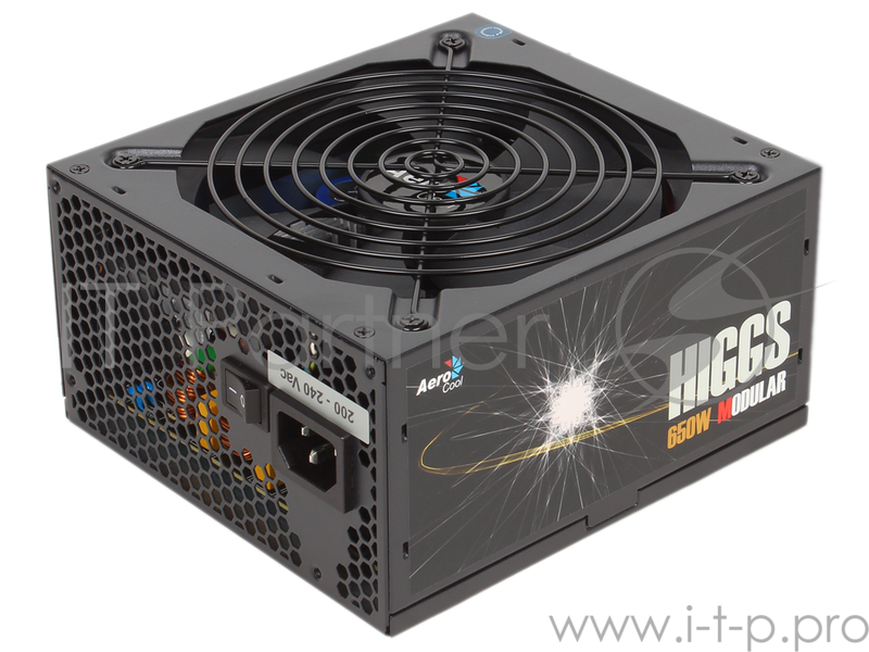 Блок питания Aerocool HIGGS-650 (ATX 2.3, 650W, Active PFC, 140mm fan, Cable Management, 90 PLUS GOLD) Box