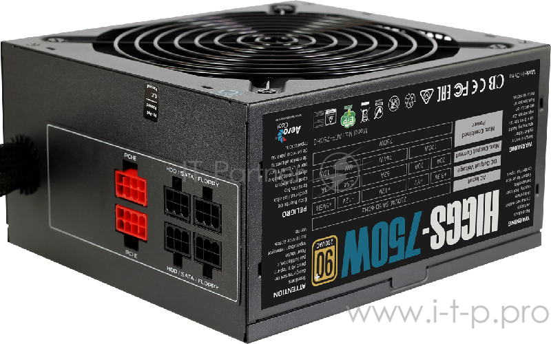 Блок питания Aerocool HIGGS-750 (ATX 2.3, 750W, Active PFC, 140mm fan, Cable Management, 90 PLUS GOLD) Box