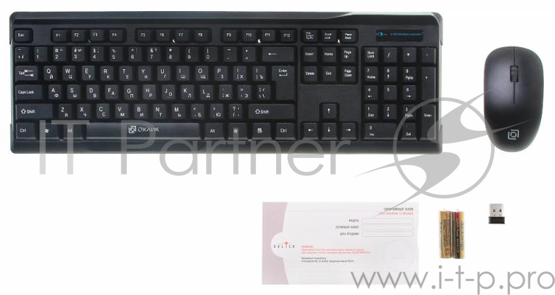 Беспроводной комплект клавиатура + мышь Oklick 230M Black 2.4ГГц Nano Receiver USB