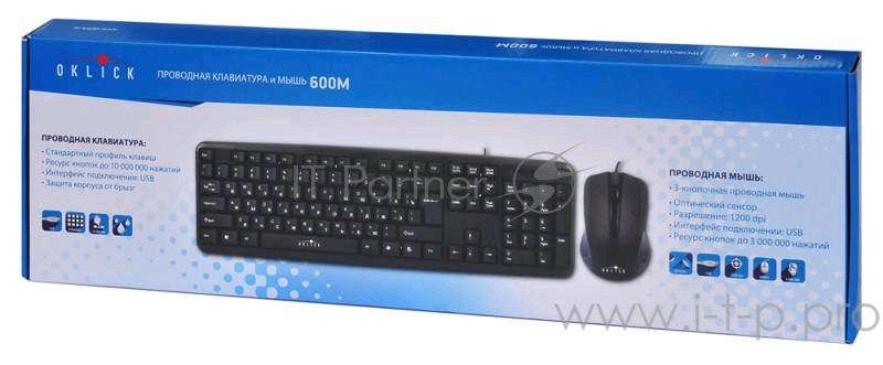 Клавиатура + мышь Oklick 600M black USB
