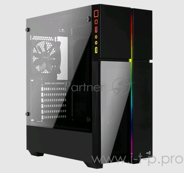 Корпус Aerocool PLAYA , ATX, без БП, окно из закаленного стекла, 211x480x432мм (ШxГxВ), USB3.0 x2, 13 режимов подсветки, фильтры от пыли