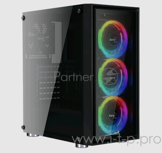 Корпус Aerocool Quartz REVO , ATX, без БП, закаленное стекло спереди и сбоку, 3x 12см RGB, 1х 12см (черный) в комплекте, 1xUSB 3.0, 2xUSB 2.0