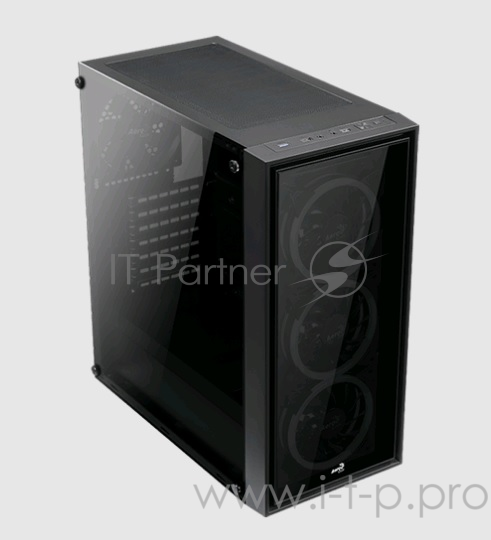 Корпус Aerocool Quartz REVO , ATX, без БП, закаленное стекло спереди и сбоку, 3x 12см RGB, 1х 12см (черный) в комплекте, 1xUSB 3.0, 2xUSB 2.0