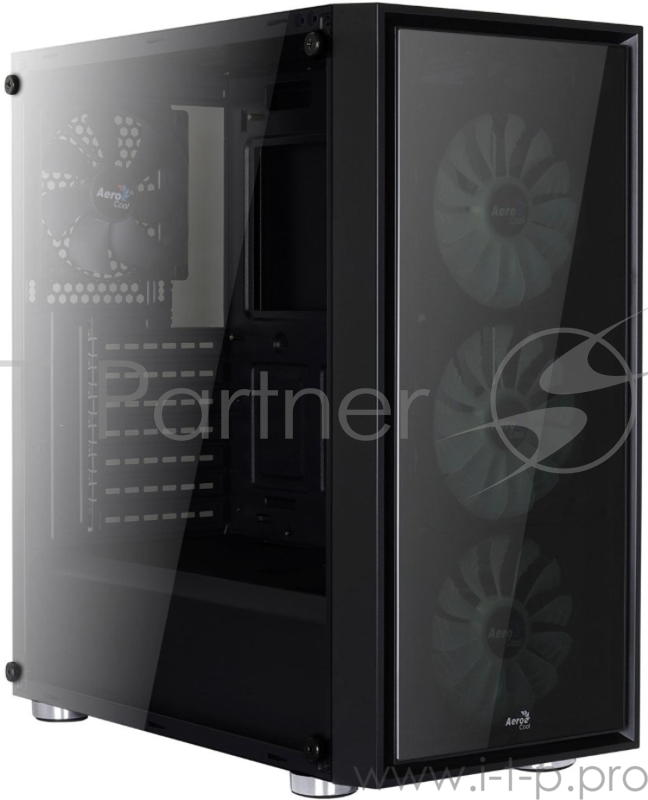 Корпус Aerocool Quartz REVO , ATX, без БП, закаленное стекло спереди и сбоку, 3x 12см RGB, 1х 12см (черный) в комплекте, 1xUSB 3.0, 2xUSB 2.0