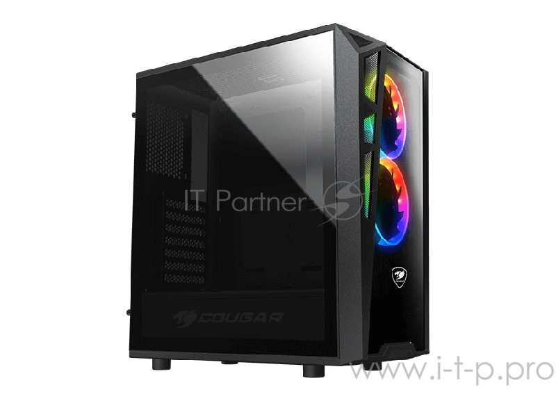 Корпус Cougar 385QMY0.0003 Turret RGB, без БП, большое боковое окно из закалённого стекла, чёрный, ATX