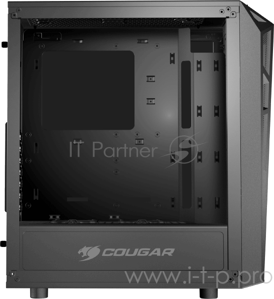 Корпус Cougar 385QMY0.0003 Turret RGB, без БП, большое боковое окно из закалённого стекла, чёрный, ATX