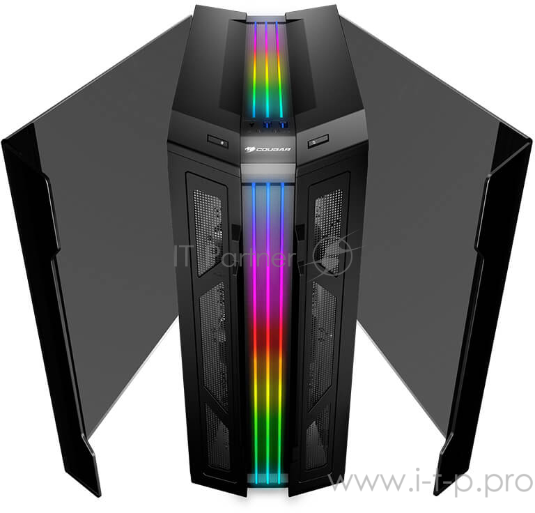 Корпус Cougar Gemini T, без БП, RGB, боковые панели из закалённого стекла, чёрный, ATX