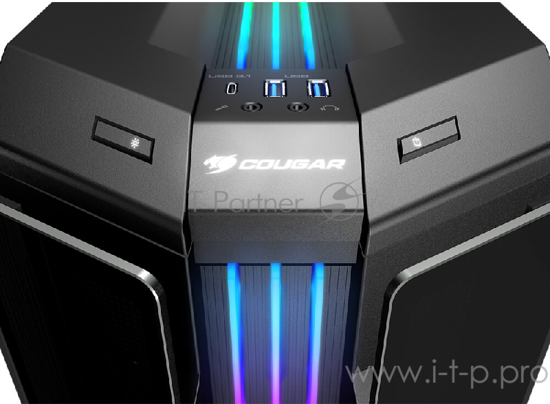 Корпус Cougar Gemini T, без БП, RGB, боковые панели из закалённого стекла, чёрный, ATX