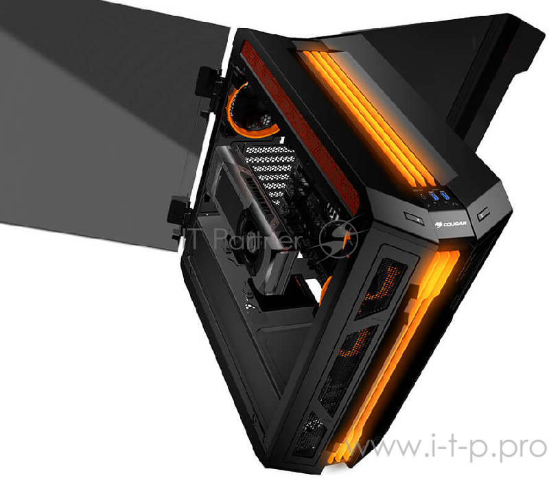 Корпус Cougar Gemini T, без БП, RGB, боковые панели из закалённого стекла, чёрный, ATX