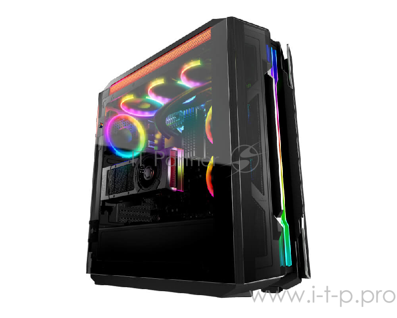 Корпус Cougar Gemini T, без БП, RGB, боковые панели из закалённого стекла, чёрный, ATX