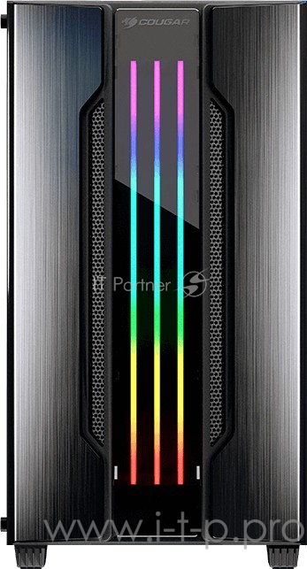 Cougar Gemini M игровой корпус серо-стальной (без БП, Mini ITX / Micro ATX, RGB LED, закаленное стекло, fan 1 x120 мм, 1 x USB 2.0, 2 x USB 3.0, audio)