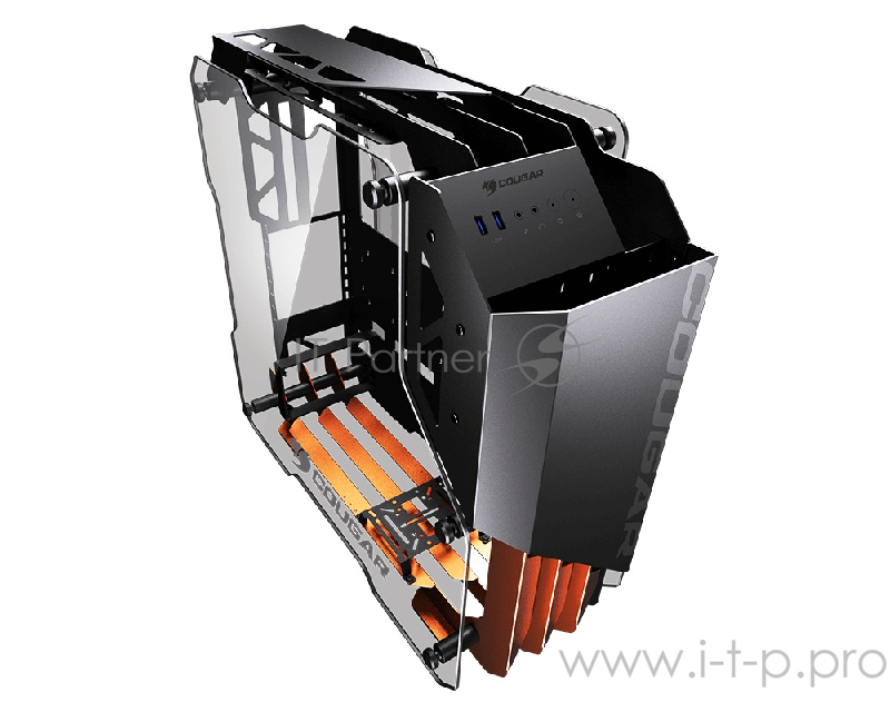 Игровой корпус Cougar Blazer чёрный/оранжевый (ATX, алюминий, закаленное стекло, 2 x USB 3.0, audio)