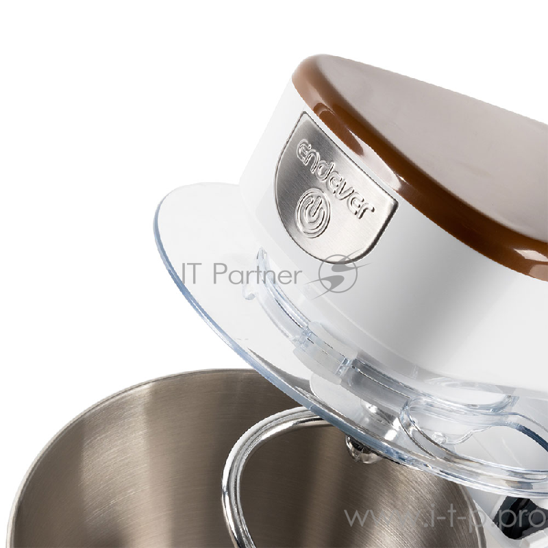 Миксер стационарный Endever Sigma-26, 1000 Вт., планетарный, многофункциональный, стальная чаша 3,5 л., регулировка скорости, белый/коричневый