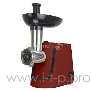 Мясорубка DELTA Аксинья КС-2000 красный с черным перерабатывает 1.7 кг/мин насадка для приготовления колбас, насадка для кеббе, диск для фарша