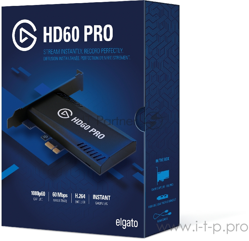 Elgato Game Capture HD60 Pro, Gaming streamer, PCI-Ex1, 2xHDMI (pass-trough), 1080p 60 fps, up to 60 Mbps, RTL (1GC109901002)