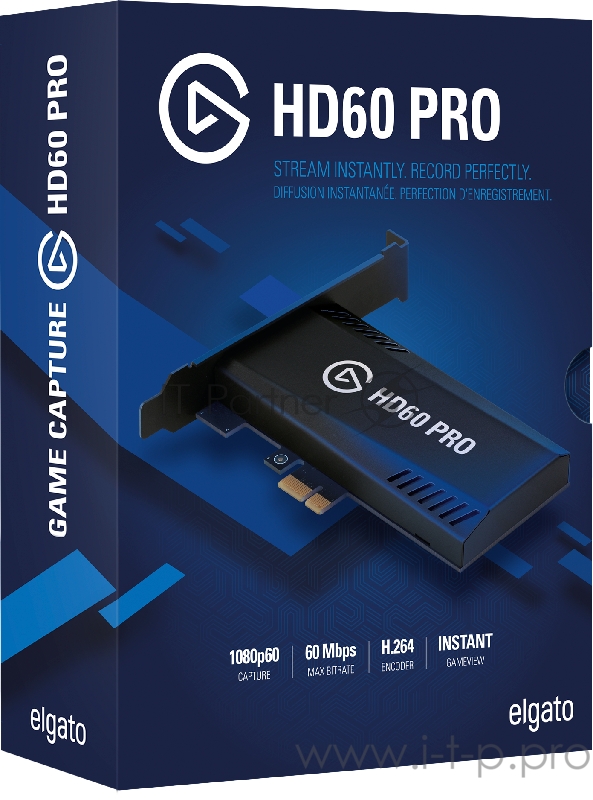 Elgato Game Capture HD60 Pro, Gaming streamer, PCI-Ex1, 2xHDMI (pass-trough), 1080p 60 fps, up to 60 Mbps, RTL (1GC109901002)