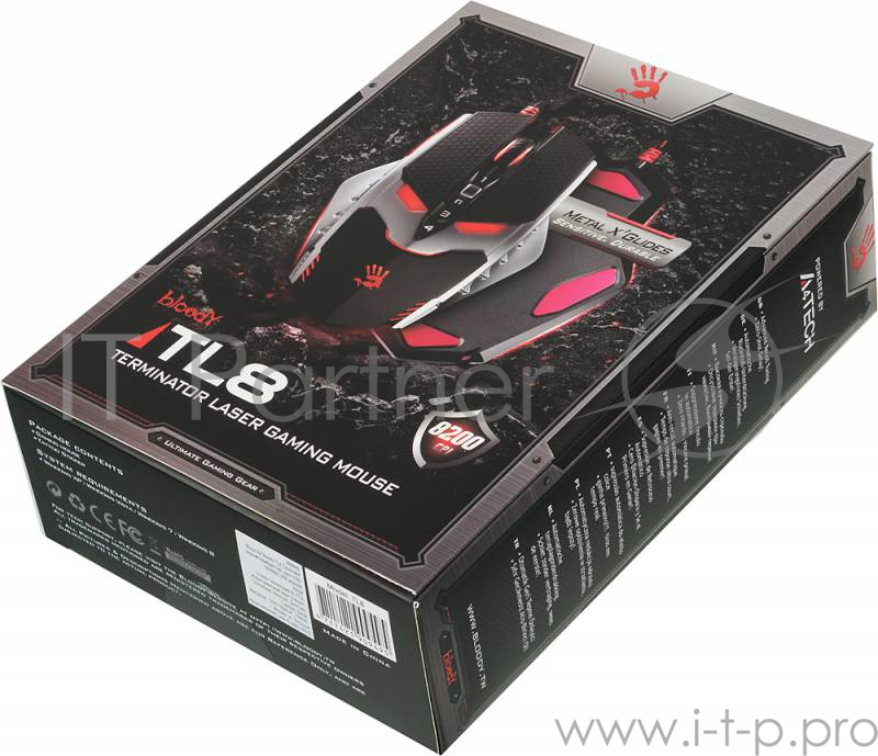 Мышь A4Tech Bloody TL8 Gaming, Terminator, Laser (100-8200 dpi), USB, 9 кнопок (856645)