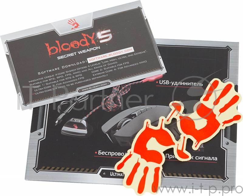 Мышь Mouse A4 Bloody R8 metal feet Skull design black optical (3200dpi) cordless USB Gaming (7but)