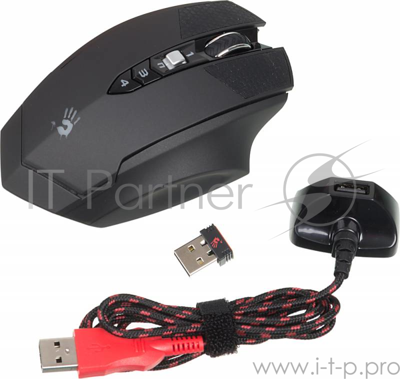 Мышь A4Tech Bloody Warrior RT7 черный оптическая (4000dpi) беспроводная USB2.0 игровая (9but)