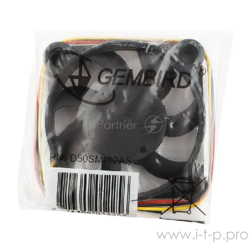 Вентилятор Gembird, 50x50x10, втулка, 3 pin, провод 25 см