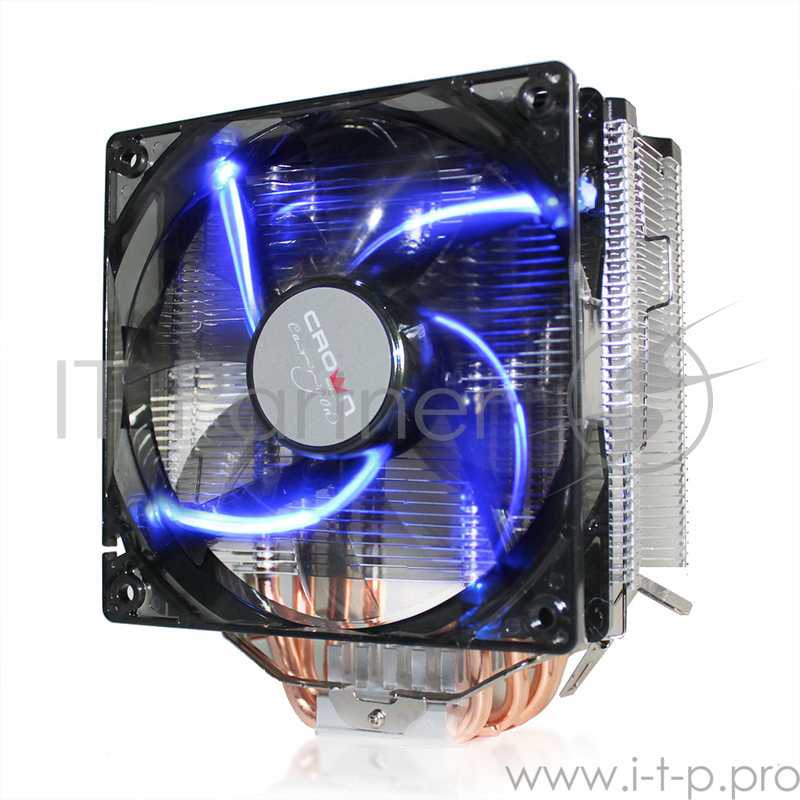 вентилятор CROWN Кулер для процессора CM-5 (Для Intel и AMD,TDP до 187 Ватт,5шт. теплопроводных трубок,Синяя светодиодная подсветка,Гидродинамическии? подшипник,Размер: 148*126*85 мм)