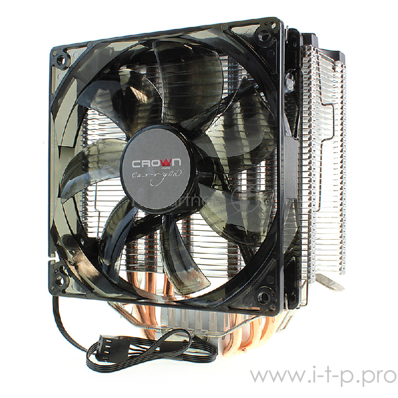вентилятор CROWN Кулер для процессора CM-5 (Для Intel и AMD,TDP до 187 Ватт,5шт. теплопроводных трубок,Синяя светодиодная подсветка,Гидродинамическии? подшипник,Размер: 148*126*85 мм)