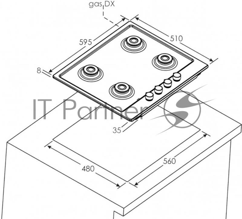 Встраиваемый комплект Candy COGHP60X/E нержавеющая сталь/нержавеющая сталь