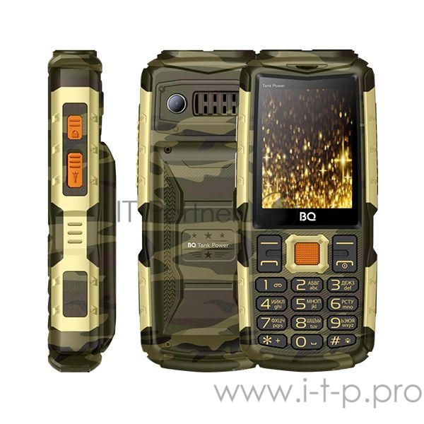 Мобильный телефон BQ 2430 Tank Power Camouflage/Gold