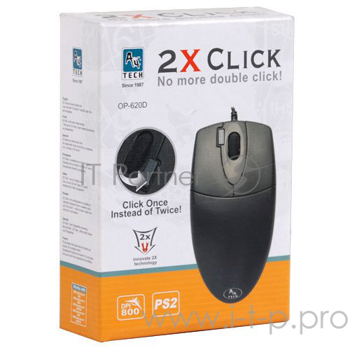 Мышь A4Tech OP-620D B/U1 (черный) USB, пров. опт. мышь, 3кн, 1кл-кн (85694)