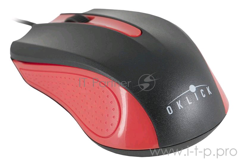Мышь Oklick 225M черный/красный оптическая (1200dpi) USB (2but)