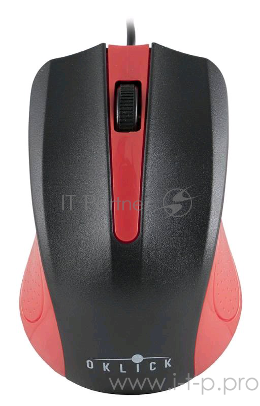 Мышь Oklick 225M черный/красный оптическая (1200dpi) USB (2but)