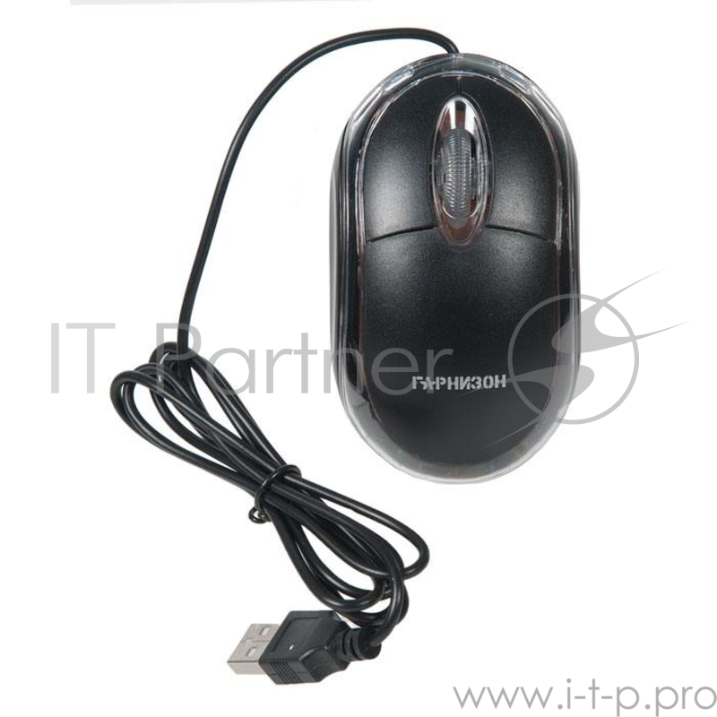 Мышь Гарнизон GM-100, USB, чип- Х, черный, 1000 DPI, 2кн.+колесо-кнопка