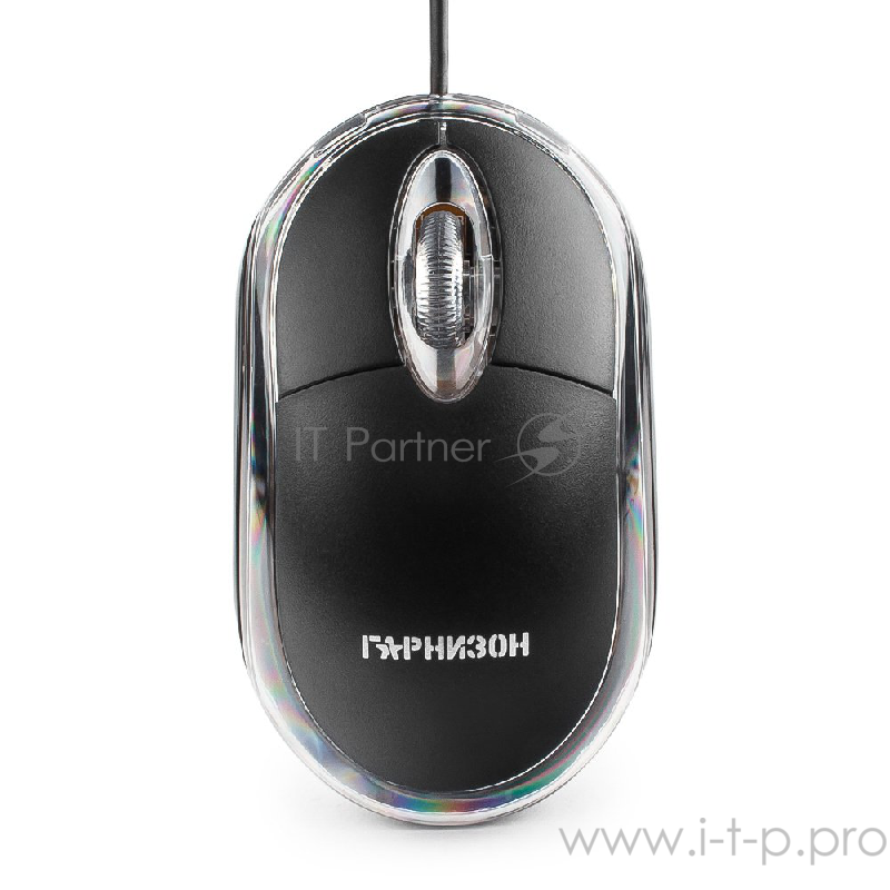 Мышь Гарнизон GM-100, USB, чип- Х, черный, 1000 DPI, 2кн.+колесо-кнопка