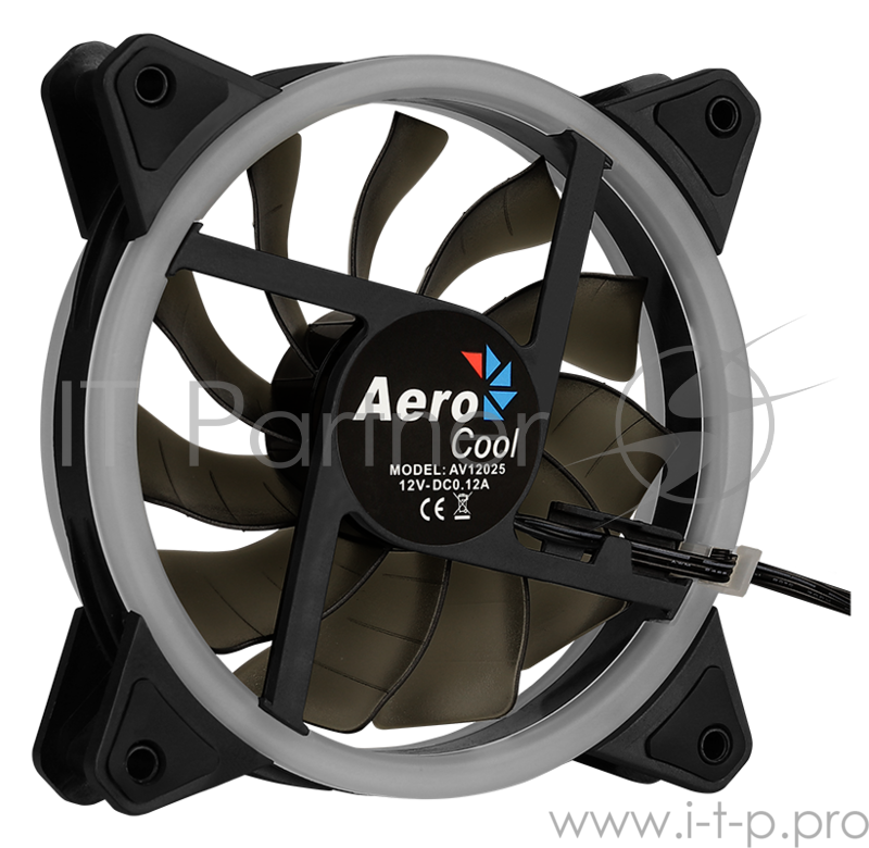 Вентилятор Aerocool REV RGB , 120x120x25мм, 16,8 млн. цветов, RGB подсветка в виде двойного кольца, 3-Pin, 1200 об/мин, 41,3 CFM, 15,1 дБА