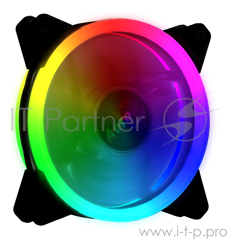 Вентилятор Aerocool REV RGB , 120x120x25мм, 16,8 млн. цветов, RGB подсветка в виде двойного кольца, 3-Pin, 1200 об/мин, 41,3 CFM, 15,1 дБА
