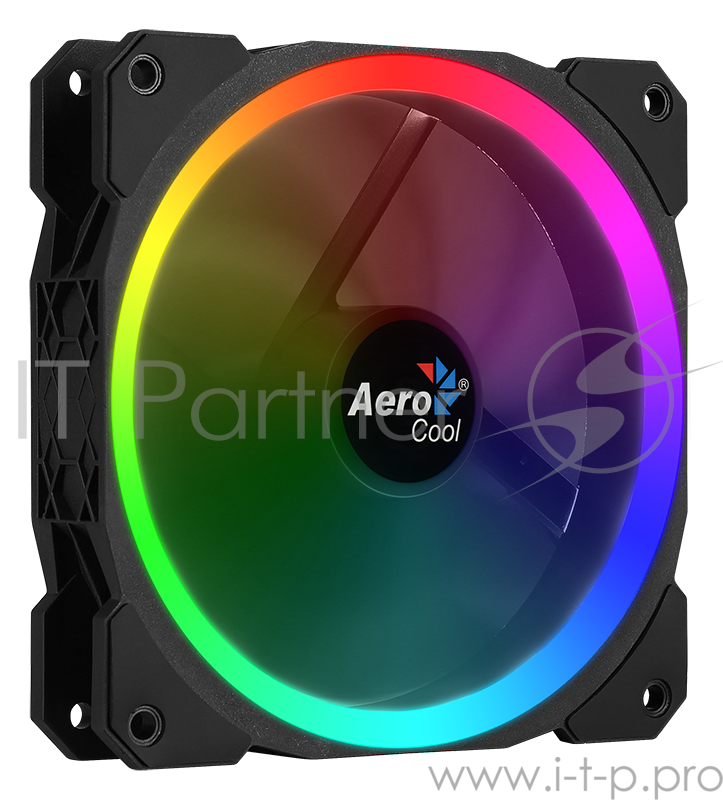 Вентилятор Aerocool ORBIT , 120x120x25мм, 16,8 млн. цветов, RGB подсветка в виде двойного кольца, 3-Pin, 1200 об/мин, 55,9 CFM, 14,1 дБА