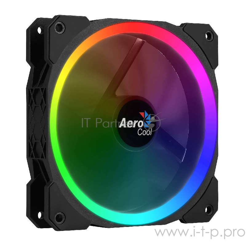 Вентилятор Aerocool ORBIT , 120x120x25мм, 16,8 млн. цветов, RGB подсветка в виде двойного кольца, 3-Pin, 1200 об/мин, 55,9 CFM, 14,1 дБА