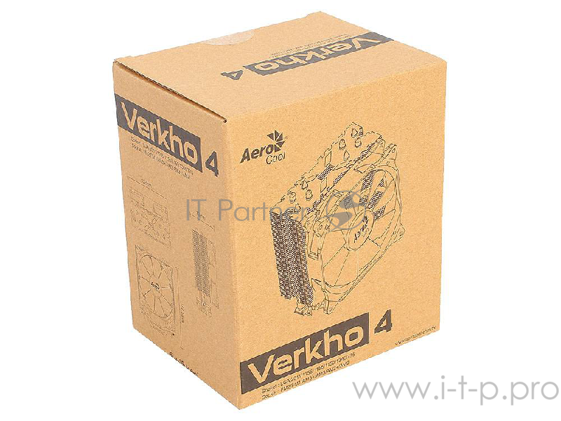 Кулер Aerocool Verkho 4 Dark Soc-FM2+/AM2+/AM3+/AM4/1150/11 4-pin 18-26dB Al+Cu 140W 678gr Ret
