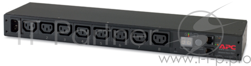 Блок распред. питания APC Rack PDU, Metered, 1U, 12A/208V, 10A/230V, (8) C13.