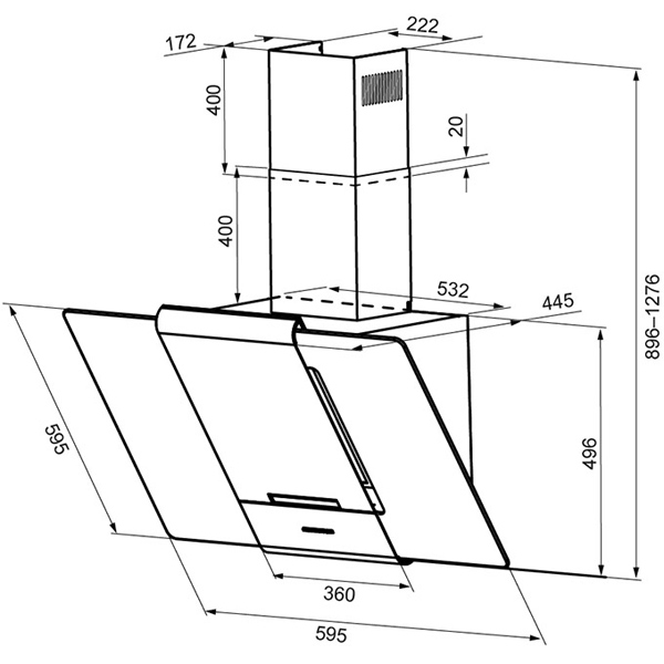 Вытяжка кухонная KRONA TALLI 600 inox/black glass 3P