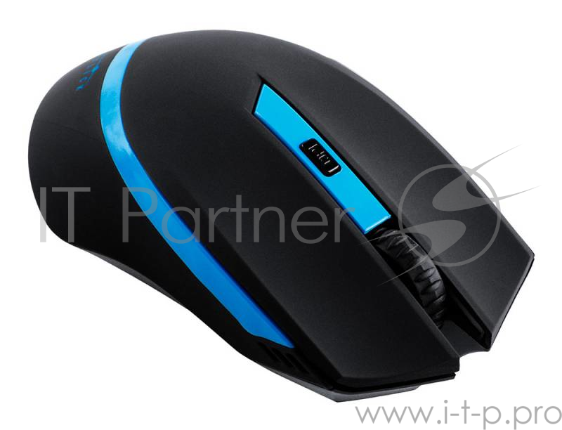 Мышь Oklick 630LW, черный/голубой 923003 {Мышь, Беспроводная, 500/1000/1600dpi, USB игровая (6кнопок)}